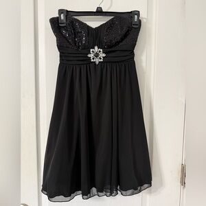 by & by Black Strapless Prom Dress